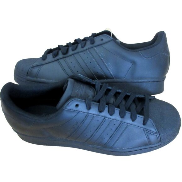 Adidas Men\'s Superstar Leather Shoes Core Triple Black Sizes NIB EG4957 main image 4